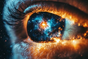 Wall Mural - a vibrant cosmic nebula resembling an eye in deep space with bright stars and swirling clouds