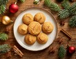 © Hatzfeld - Freshly Baked Snickerdoodle Cookies with Cinnamon-Sugar Coating, Surrounded by Holiday Decorations
