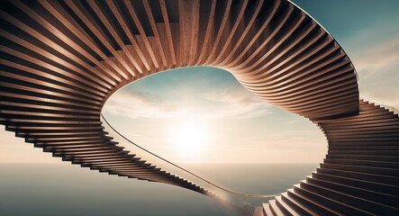 Infinity staircase pattern twisting into the horizon