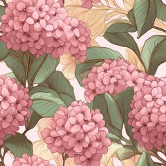 Wall Mural - Pink hydrangea pattern flower plant.