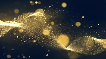 Wall Mural - abstract background video showcasing dark blue gold particles sparkling golden Christmas lights bokeh effects shining stars creating festive New Year atmosphere perfect holiday designs events star