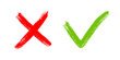 © Good Goods - Tick and Cross sign elements. vector buttons for vote, election choice, check marks, approval signs design. Red X and green OK symbol icons check boxes. Check list marks, choice options, survey signs.