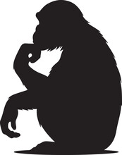 chimpanzee animal logo silhouette design vector art illustration
