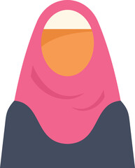 Sticker - Illustration of an adult woman with brown skin wearing a pink hijab and blue dress