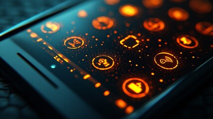 Fototapete - A close-up of a financial transaction approved screen on a smartphone with icons of popular cryptocurrencies symbolizing fintech payment diversity with side empty space for text Stockphoto style