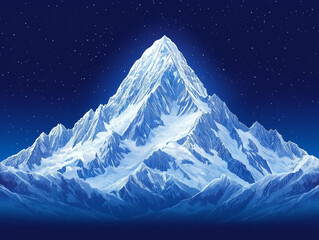 Wall Mural - An ice-covered mountain peak at night that seems to glow from moonlight.
