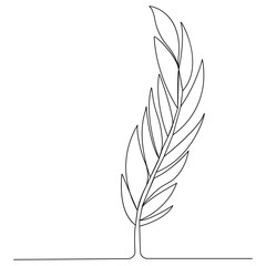 Wall Mural - Bird feather  icon  continuous one line drawing  outline vector illustration