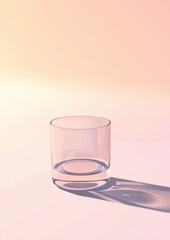 Poster - A glass is sitting on a table with a pink background