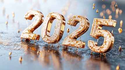 2025 New Year motivation concept. Golden 