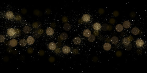 Wall Mural - Background dark Christmas. black background with gold light Bokeh 