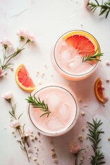 Canvas Print - Grapefruit gin fizz cocktail rosemary drink glass.