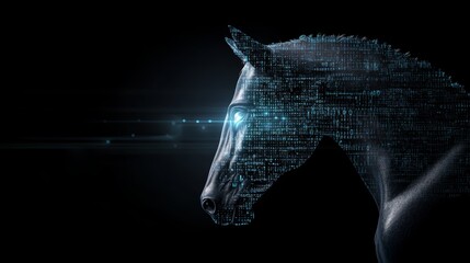 Wall Mural - horse in binary, a captivating fusion of nature, technology, and digital art. explore the intersecti