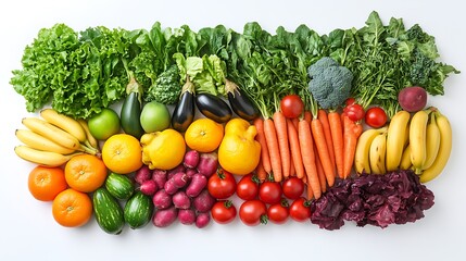 Wall Mural - A vibrant display of colorful fruits and vegetables, Colorful healthy fresh fruits and vegetables