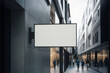 © HyunJun - 도시 길거리 배경에 직사각형 돌출 간판 목업 템플릿