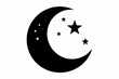 © Trendy CraftSVG  - Crescent moon with stars vector icon, silhouette of moon with sparkle vector illustration