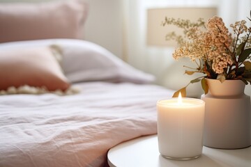 Sticker - Scented candle bed furniture cushion.