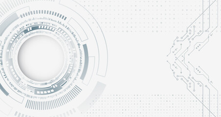 Poster - Digital internet communication on grey background. Wide Cyber security internet and networking concept. Hi-tech vector illustration with various technology elements. Abstract global sci-fi concept.
