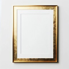 Wall Mural - a minimalistic gold picture frame on a white background