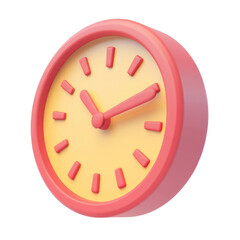 Wall Mural - yellow and red clock 3d render icon isolated on transparent background cutout