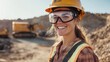 © Bijac - a female construction worker, dressed in protective gear and a bright smile, stands confidently on a work site, embodying empowerment and professionalism in a traditionally male-dominated field