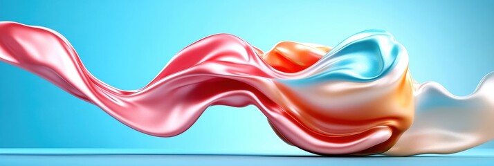 Wall Mural - Abstract silk wave in vibrant colors on a smooth background, perfect for design and creative projects.