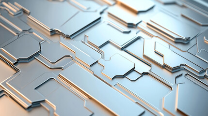Wall Mural - abstract metallic 3d geometric background with layered intersecting shapes and smooth surfaces, feat