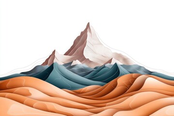 Leinwandbilder - Outline of a mountain range in soft pastel colors, with only a few lines depicting peaks and valleys in a minimalist style