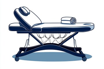 Aufkleber - Simple outline of a massage table with a small towel folded at the end, in a clean minimalist style