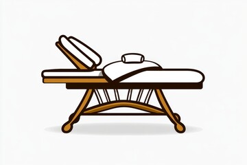 Aufkleber - Simple outline of a massage table with a small towel folded at the end, in a clean minimalist style
