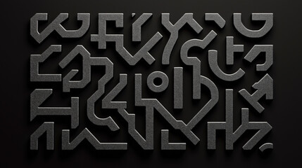 Wall Mural - abstract geometric pattern with three-dimensional black shapes on a dark background, creating a mode