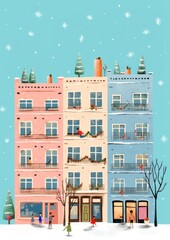 Poster - Christmas New York Condominium architecture christmas building.