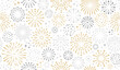© FourLeafLover - new year firework vector Seamless Pattern Illustration. golden and silver fireworks on white background. Art design suitable for Wrapping Paper Decoration, Web Banners, Greeting cards, Covers