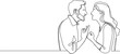 © Christian Horz - continuous single line drawing of man and woman arguing, line art vector illustration