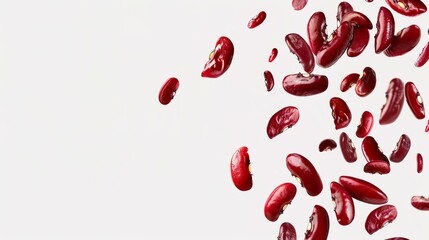 Wall Mural - Falling red kidney beans isolated on a white background