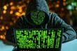 © Kanrakorn - Cyberattack  concept with faceless hooded male person , isolated on white background,  , copy space, copy space for text,