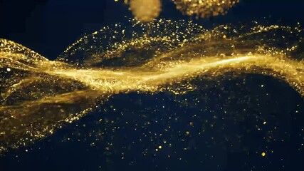 Wall Mural - Christmasthemed background video dark blue gold particles shining golden lights bokeh effect perfect showcasing festive products celebrating New Year’s season light christmas star space night design