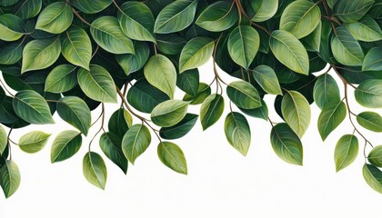 A close-up of a tree s canopy, showcasing dense leaves and natural textures, vivid and photorealistic, isolated on white background