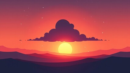 Fototapete - A large cloud with a sun in the sky