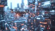 © Rere_Art151 - Drone Flying Over Futuristic Cityscape with Glowing Lights