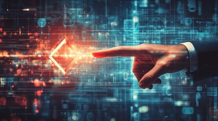 Aufkleber - Businessman Pointing at Arrow Graph Representing Corporate Future Growth Plan with Innovative Digital Interface and Data Analytics Visualization Concept