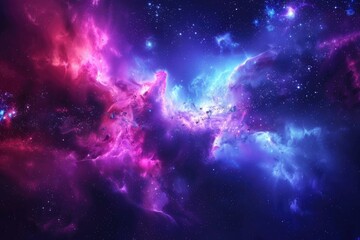 Wall Mural - Alien Sky. Colorful Night Sky with Nebula and Galaxies in Space. Astronomy Concept Background