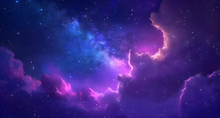 Wall Mural - starry sky, purple and pink tones, starry background, night view, distant stars, milky way, night sc