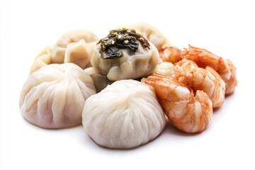 Poster - A plate filled with various types of dumplings and shrimp