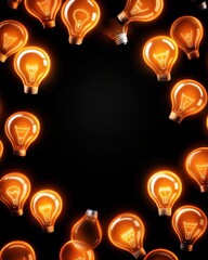 Leinwandbilder - A circle of glowing light bulbs illuminates a dark background, creating a warm and inviting atmosphere.