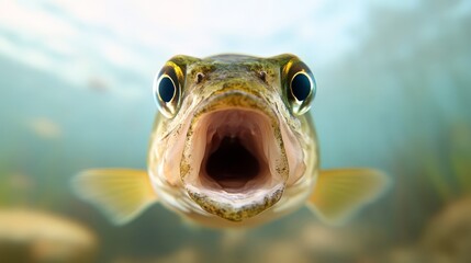 Wall Mural - A close up of a fish with its mouth open