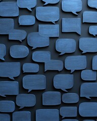 Aufkleber - A textured pattern of blue speech bubbles on a dark background, suggesting communication and conversation.