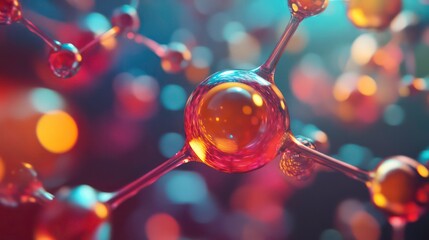 Aufkleber - A close-up of a molecular structure with glowing spheres connected by thin lines, creating a sense of interconnectedness and complexity.