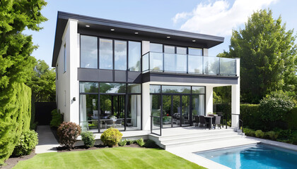 the pool and the house are designed by an architect