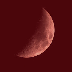 Wall Mural - 14 11-7-2024 waxing crescent moon at 37.3% illumination with red mesh overlay