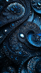Close up blue black design patterns geometric art image